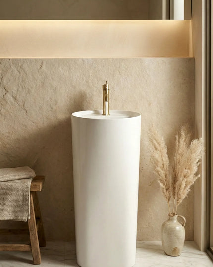 Lavoar ceramic freestanding H24 – alb lucios, design minimalist