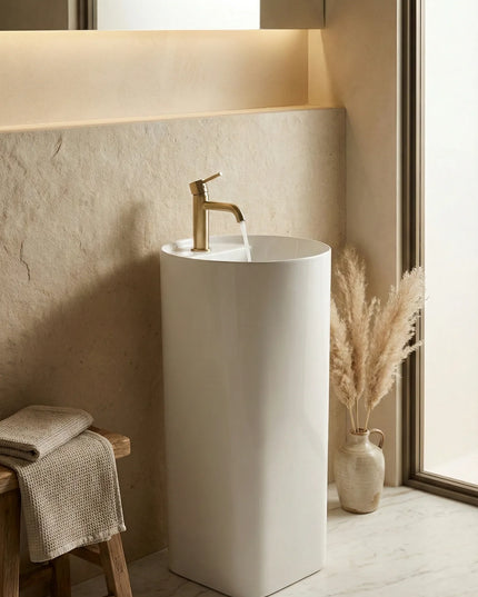 Lavoar ceramic freestanding H24 – alb lucios, design minimalist
