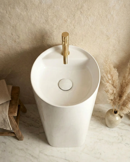 Lavoar ceramic freestanding H24 – alb lucios, design minimalist
