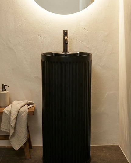 Lavoar freestanding ceramic H25-CBK-M – negru mat, exterior striat