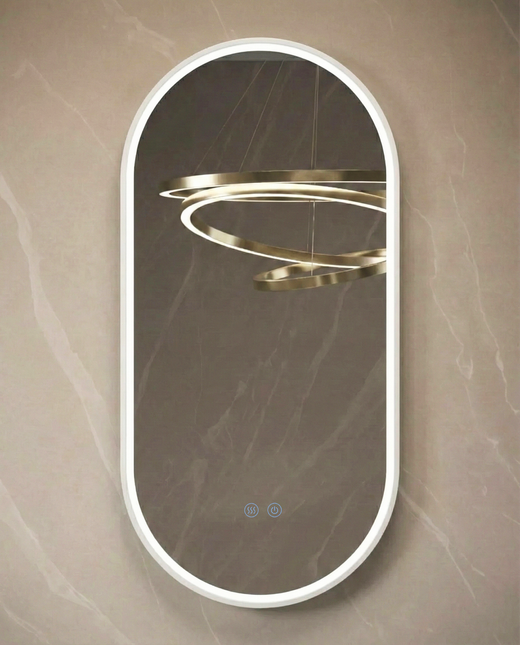 Oglindă baie LED 50x100 cm ovală, 3 nuanțe de lumină, dezaburire și touch control J-3055