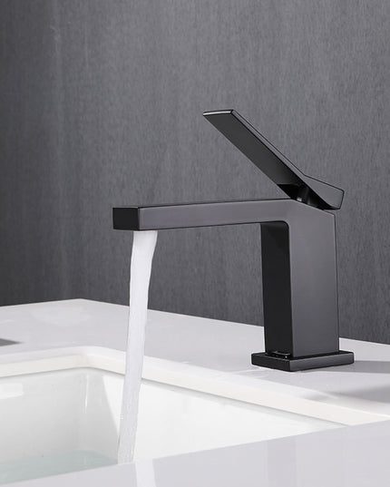 Baterie lavoar geometrica inox premium, finisaj negru mat