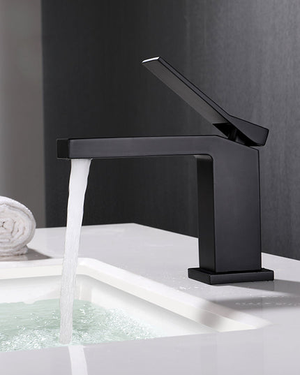 Baterie lavoar geometrica inox premium, finisaj negru mat