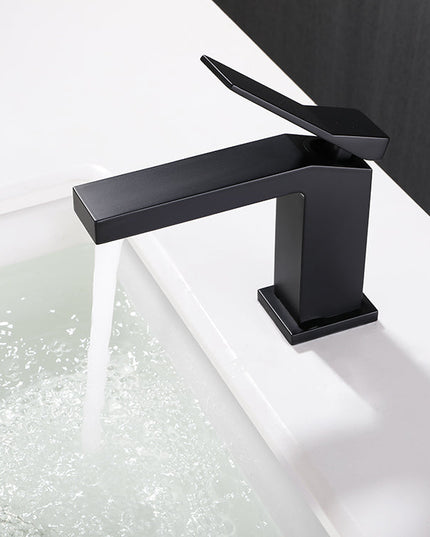 Baterie lavoar geometrica inox premium, finisaj negru mat