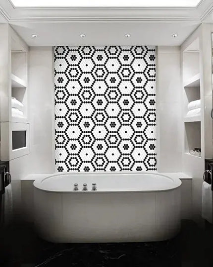 Mozaic Mini Hexagon B&W Bee 30×26