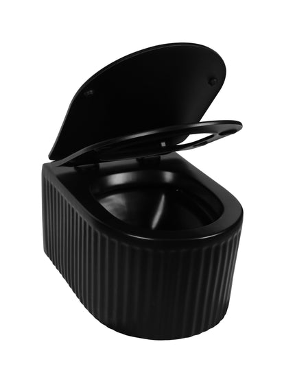 Vas WC Suspendat Rimless - Black Ribbed Matte