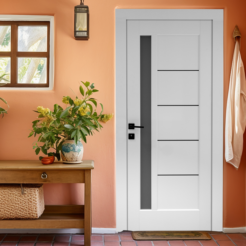 Usa de interior cu toc reglabil JY-AS 016 white cu sticla satinata