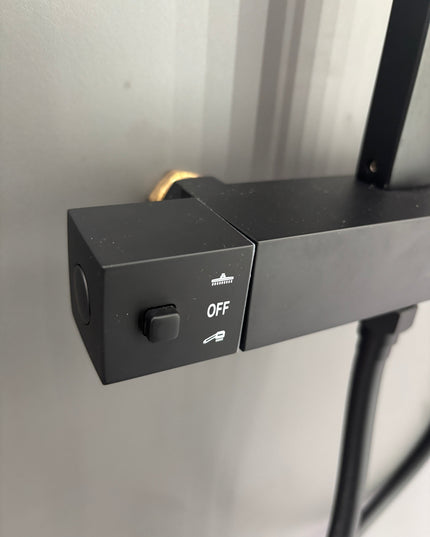 Set duș termostatic pătrat H-cubic – inox premium, finisaj negru mat