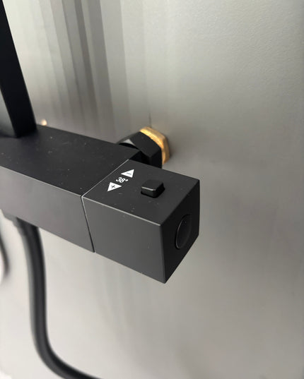 Set duș termostatic pătrat H-cubic – inox premium, finisaj negru mat