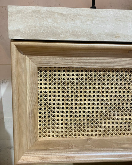 Set Mobilier Baie din Lemn Natur cu Oglindă LED – Design Modern & Premium