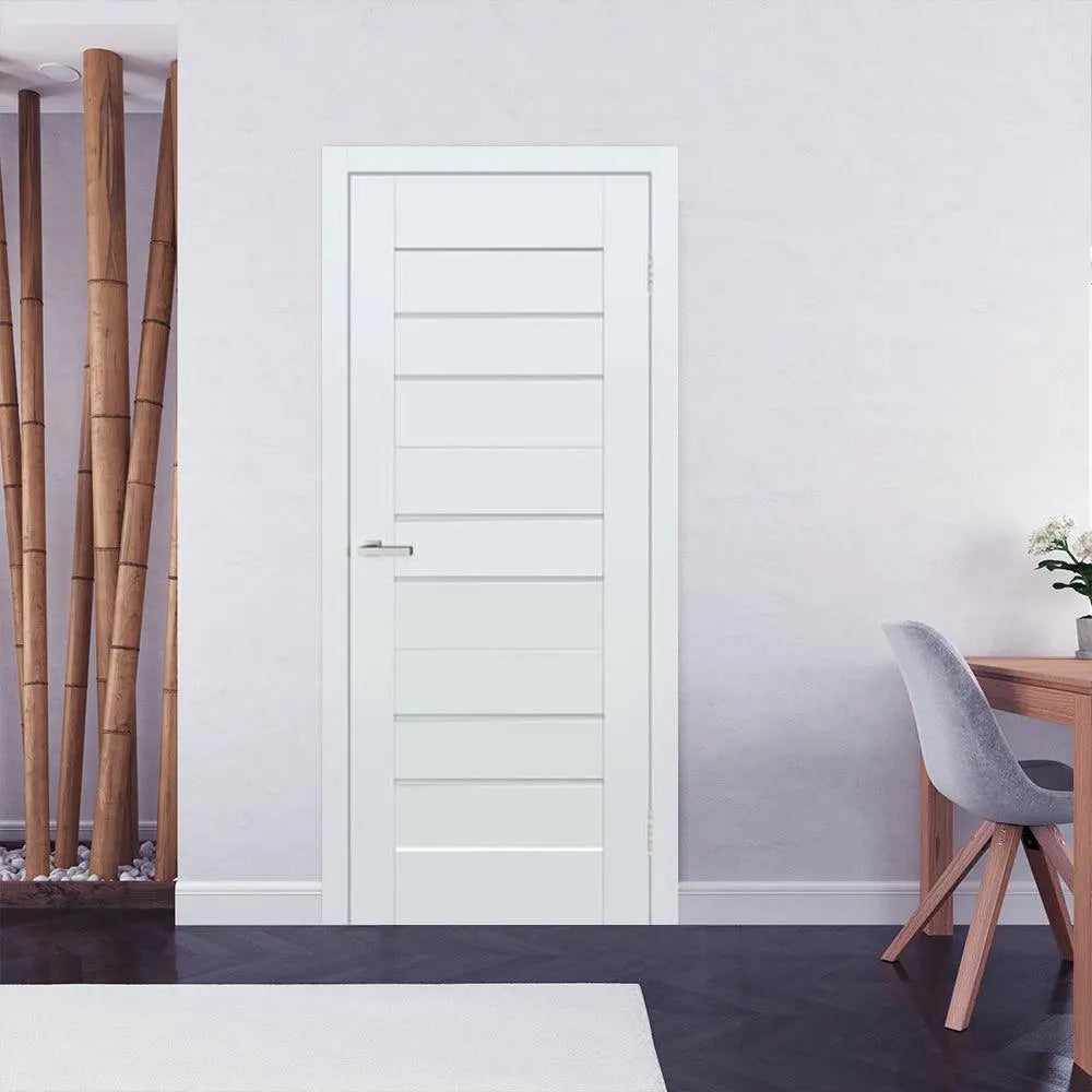 Ușă interior Bit 06 White Silk Mat – complet echipată, cu toc reglabil și design alb mat mătăsos