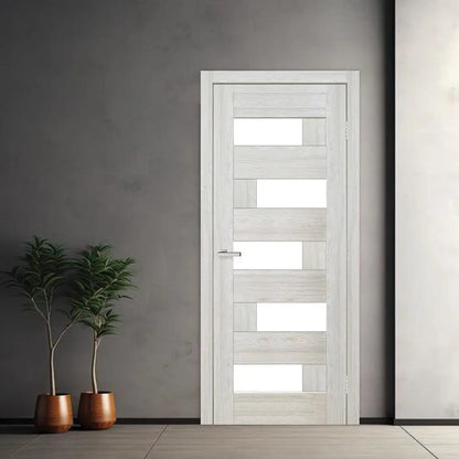 Ușă interior Rino 16 Shalet Oak – complet echipată, cu sticlă verticală și toc reglabil
