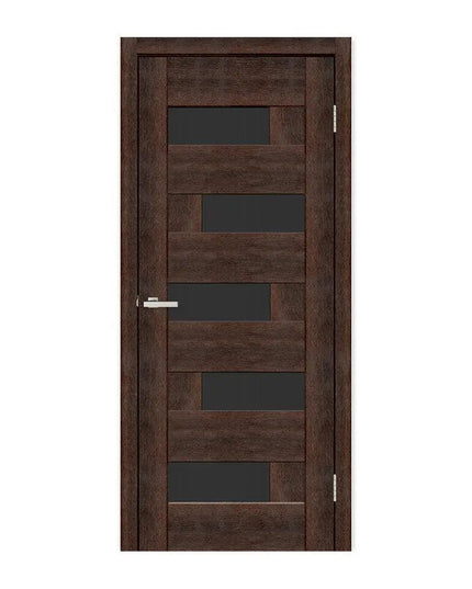 Ușă interior Rino 16 European Chestnut- cu sticlă decorativă, complet echipată