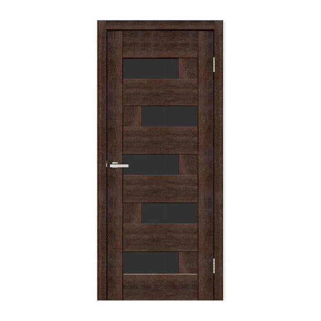 Ușă interior Rino 16 European Chestnut- cu sticlă decorativă, complet echipată