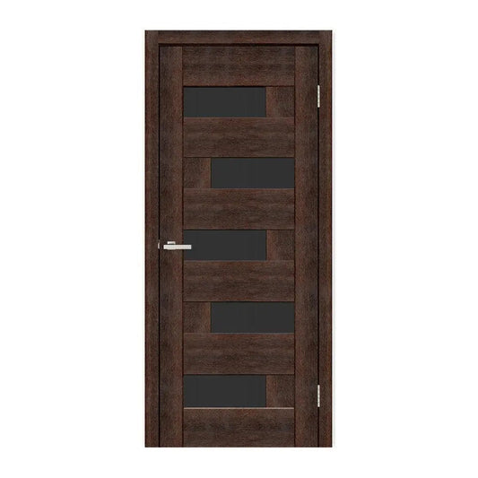 Ușă interior Rino 16 European Chestnut- cu sticlă decorativă, complet echipată