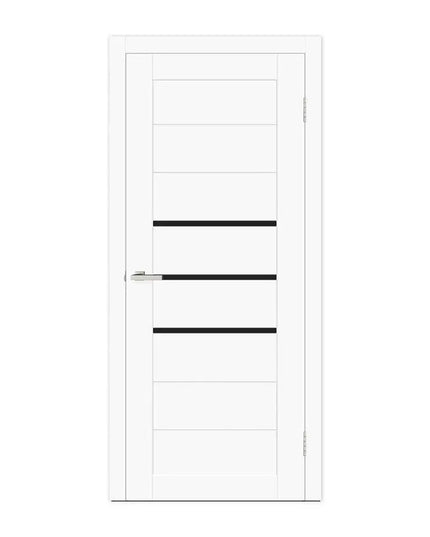 Ușă interior Deco 06 White Silk Mat – cu sticlă neagră complet echipată, cu toc reglabil