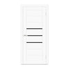 Ușă interior Deco 06 White Silk Mat – cu sticlă neagră complet echipată, cu toc reglabil
