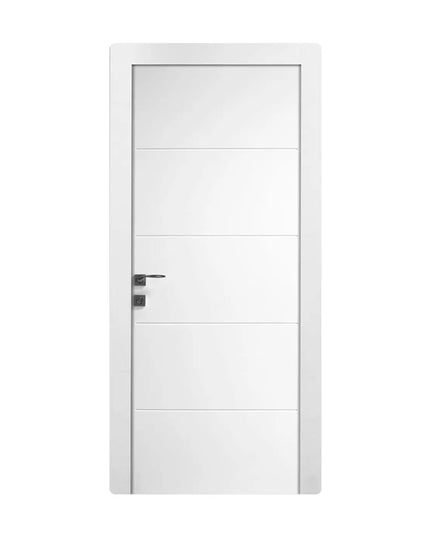 Ușă de interior Quadro alb mat cu toc reglabil – design geometric modern, complet echipată