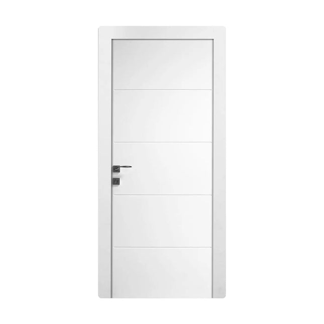 Ușă de interior Quadro alb mat cu toc reglabil – design geometric modern, complet echipată