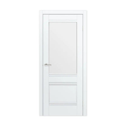 Ușă interior Valencia G White Silk Mat – cu sticlă mată decorativă și toc reglabil, complet echipată