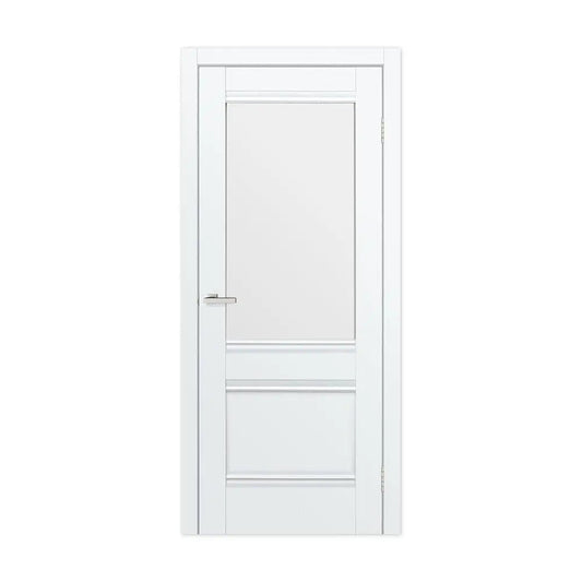 Ușă interior Valencia G White Silk Mat – cu sticlă mată decorativă și toc reglabil, complet echipată