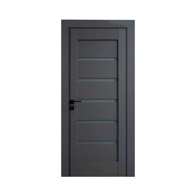 Ușă interior antracit JYA-006 cu toc reglabil – design vertical modern, complet echipată