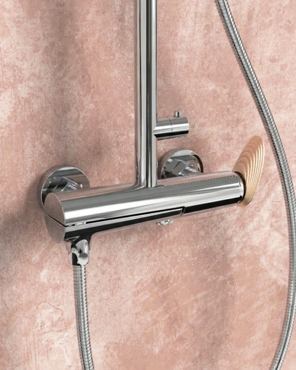 Coloană de duș 3 funcții – Mevai – Crom + Rose gold