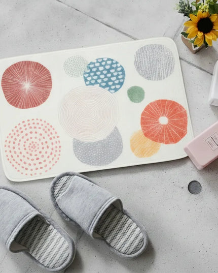 Covoraș baie absorbant, imitație cașmir, strat antiderapant, 40×60 cm, model geometric