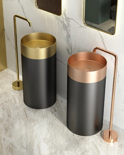 Lavoar Freestanding din Inox Elegant cu Bază Mată- 3883 Rose Gold-Black 38110-R