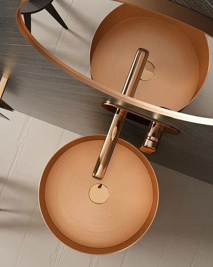 Lavoar Freestanding din Inox Elegant cu Bază Mată- 3883 Rose Gold-Black 38110-R