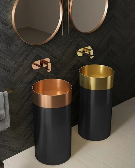 Lavoar Freestanding din Inox Elegant cu Bază Mată- 3883 Rose Gold-Black 38110-R