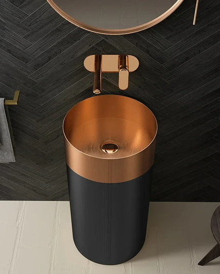 Lavoar Freestanding din Inox Elegant cu Bază Mată- 3883 Rose Gold-Black 38110-R