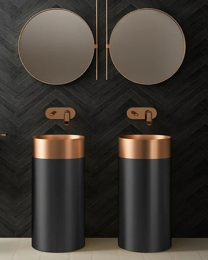 Lavoar Freestanding din Inox Elegant cu Bază Mată- 3883 Rose Gold-Black 38110-R