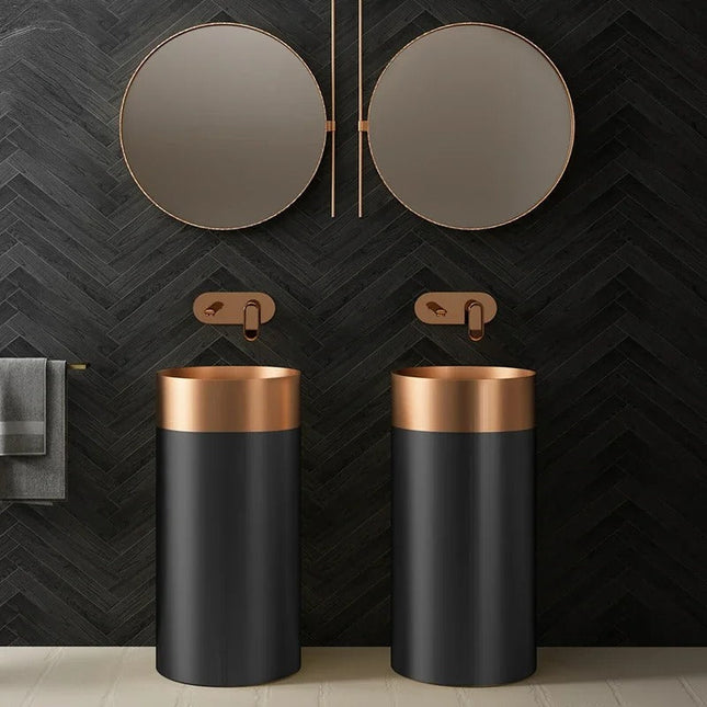 Lavoar Freestanding din Inox Elegant cu Bază Mată- 3883 Rose Gold-Black 38110-R