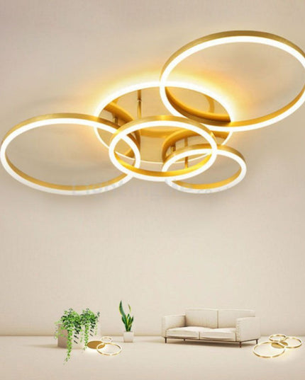 Lustra LED 360W Auriu 4 cercuri  cu Telecomanda 5184/600+500+400+300 GD