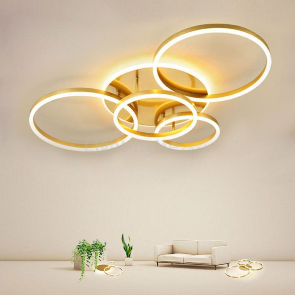 Lustra LED 360W Auriu 4 cercuri  cu Telecomanda 5184/600+500+400+300 GD