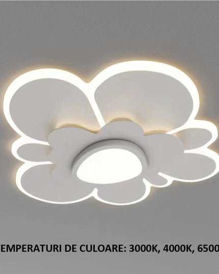 Lustra LED Abstract Flower G3836, cu telecomanda, 150W, 6000lm, alb, cu trei tipuri de lumina