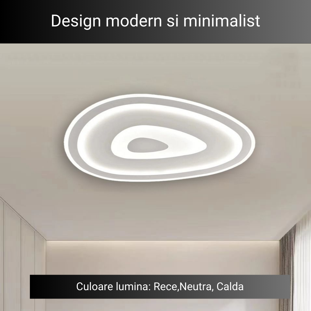 Lustra LED Abstract , cu telecomanda, 74W, gri, cu trei tipuri de lumina,7588/400 WT