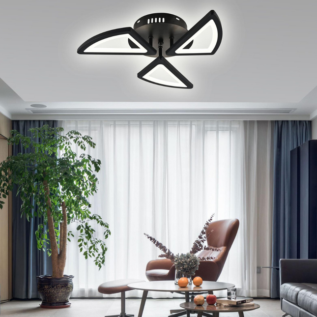 Lustra LED Ceiling Triangle 1, cu telecomanda, 60W, negru, cu trei tipuri de lumina G3858/X3 BK