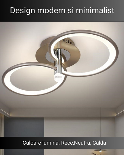 Lustra LED Circle Concept 2, cu telecomanda, 58W, 3000lm, gri, cu trei tipuri de lumina 9246/2S