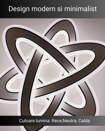 Lustra LED 8038 Circle Spinning, cu telecomanda, 192W, maro, cu trei tipuri de lumina, intensitate reglabila