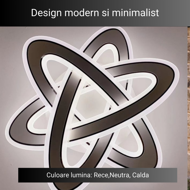 Lustra LED 8038 Circle Spinning, cu telecomanda, 192W, maro, cu trei tipuri de lumina, intensitate reglabila