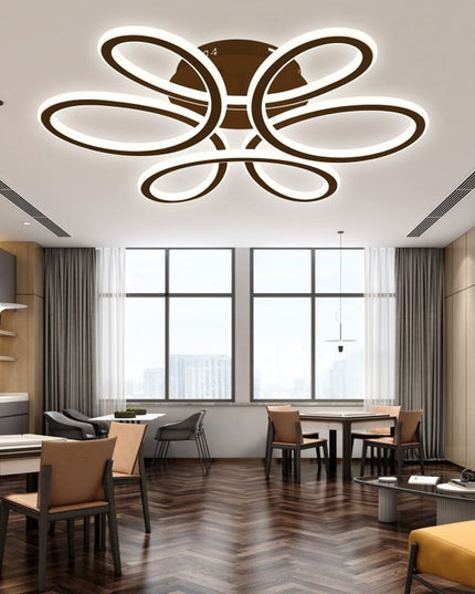 Lustra LED Circular Flower cu telecomanda, 230W, dimabila, maro, cu trei tipuri de lumina S2104/500 CF