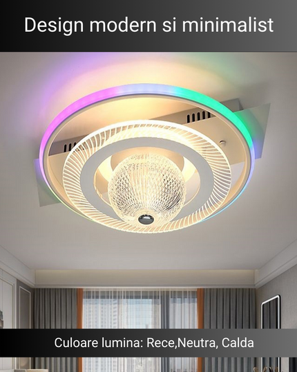 Lustra LED Digital Circle, cu telecomanda, 66W, 3000lm, alb, cu trei tipuri de lumina 9214/400 WT/MRGB