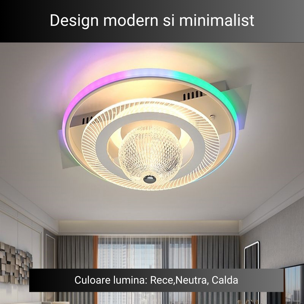 Lustra LED Digital Circle, cu telecomanda, 66W, 3000lm, alb, cu trei tipuri de lumina 9214/400 WT/MRGB