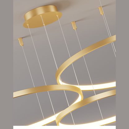 Lustra LED Goldish Rings, suspendata, cu telecomanda,204W, iluminat modern, auriu G3651/30+40+60 GD