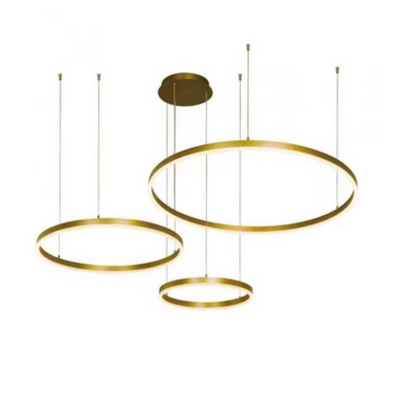 Lustra LED Goldish Rings, suspendata, cu telecomanda,204W, iluminat modern, auriu G3651/30+40+60 GD