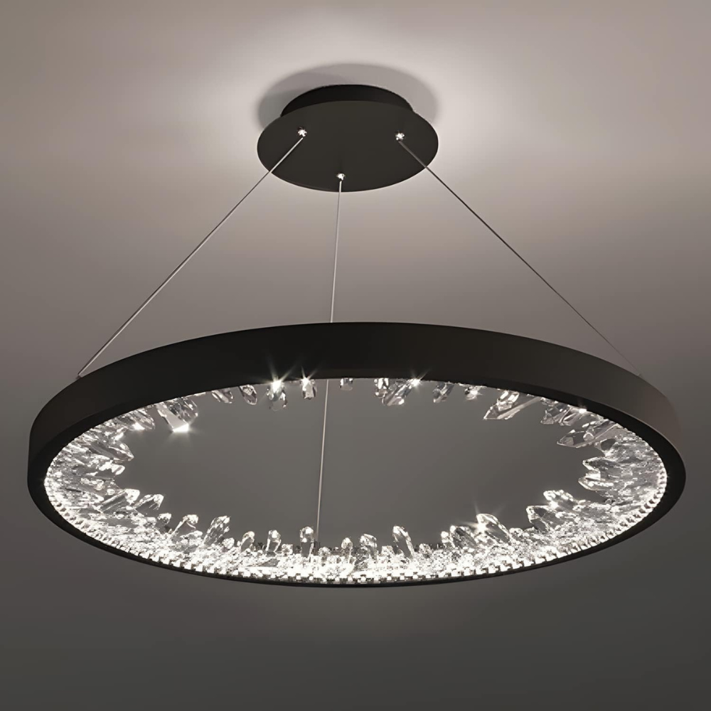 Lustra LED Minimal Crystals, suspendata, cu telecomanda,50W, iluminat modern, negru G23529/40 BK