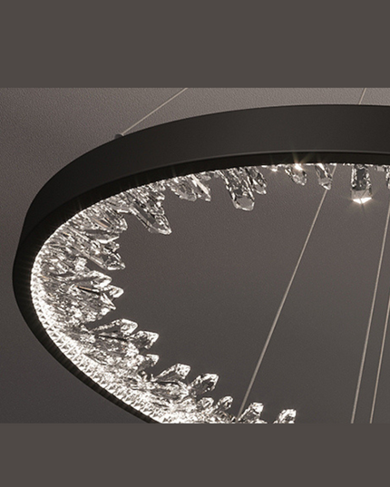 Lustra LED Minimal Crystals, suspendata, cu telecomanda,50W, iluminat modern, negru G23529/40 BK