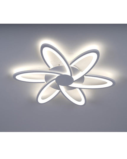Lustra LED Minimalist Flower G3818/6, cu telecomanda, 144W, 6000lm, alb, cu trei tipuri de lumina